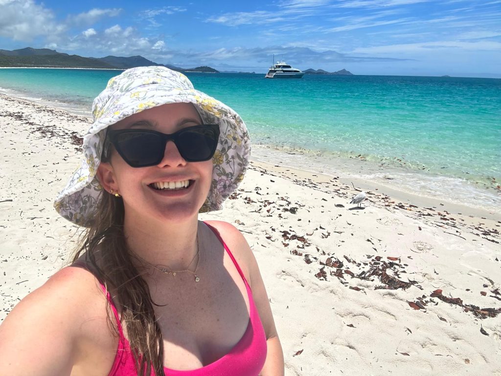 Meg on Whitehaven Beach