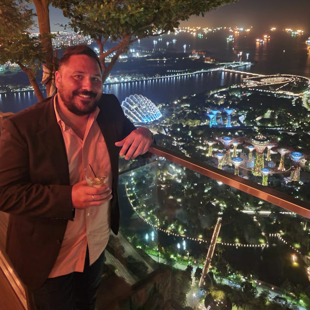 Top of Marina Bay Sands at Night in Singapore
