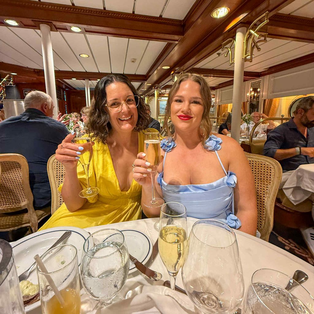 Kat & Kyra at the Captains Dinner onboard Star Clipper