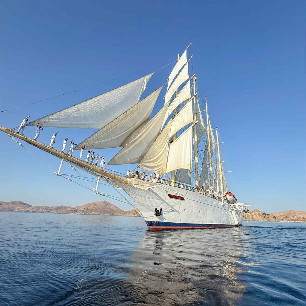 Viewing the Star Clipper and her 16 sails in all her glory