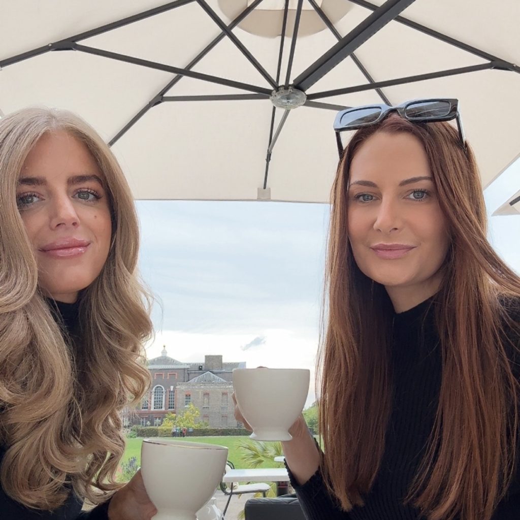 Alana & Lauren fully embracing the British tradition - one cuppa tea at a time