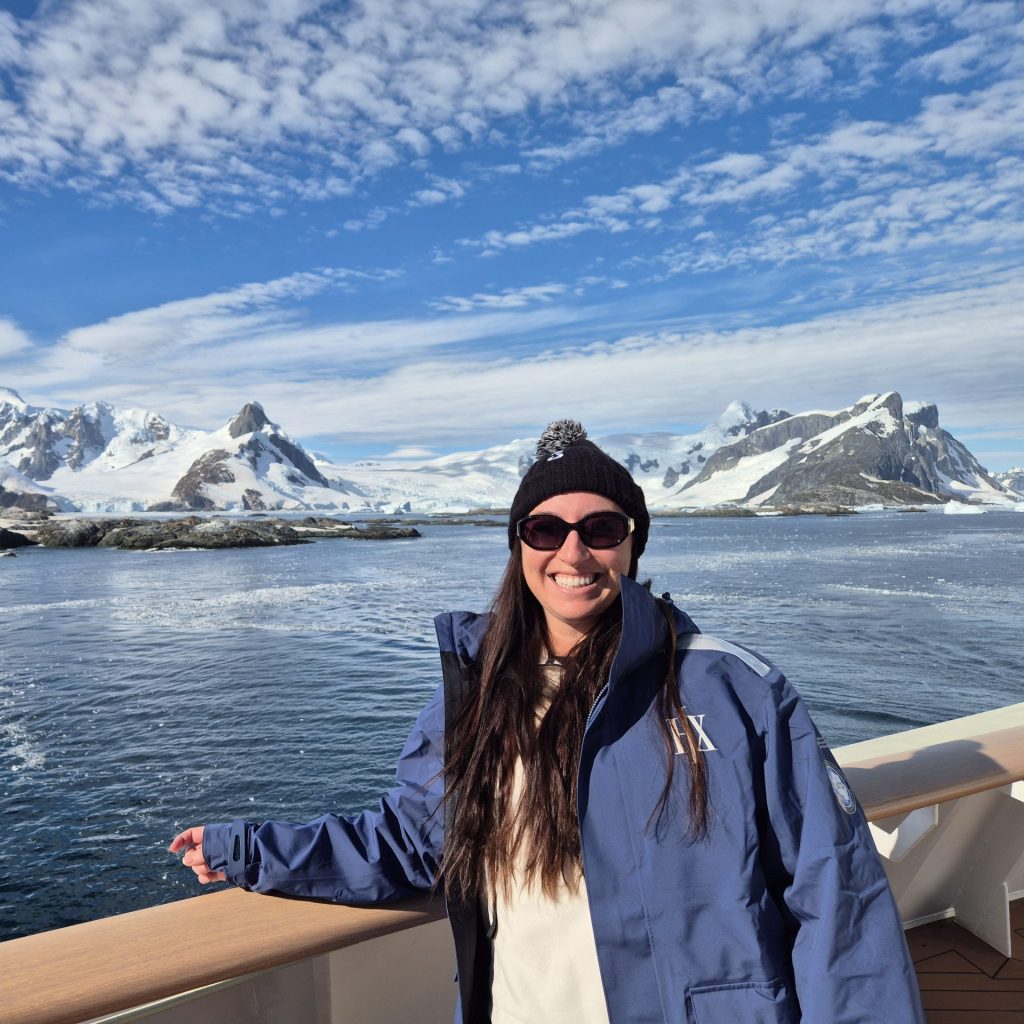 Shontee's first glimpse of Antarctica onboard HX Roald Amundsen