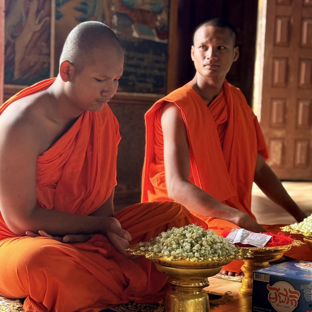 Memorable moment receiving a Monk blessing - Wat Hanchey Monastery
